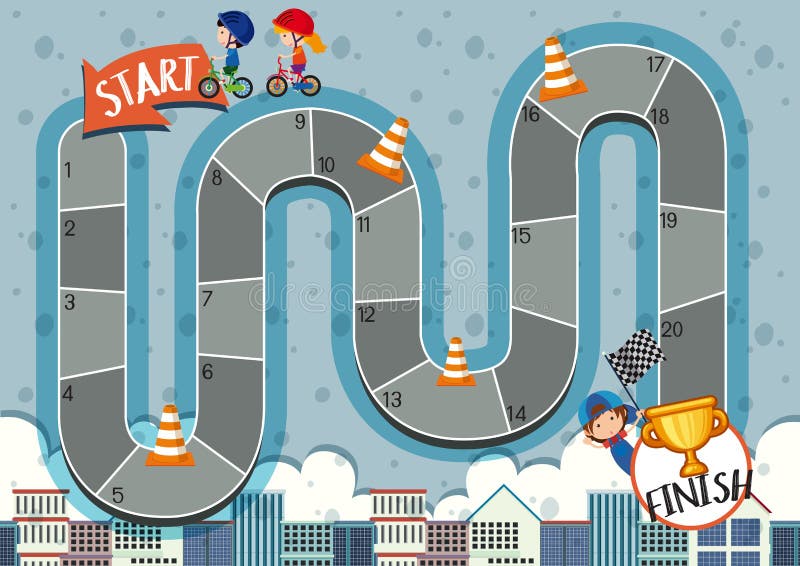 Children Bicycle Race Board Game Stock Vector Illustration of race