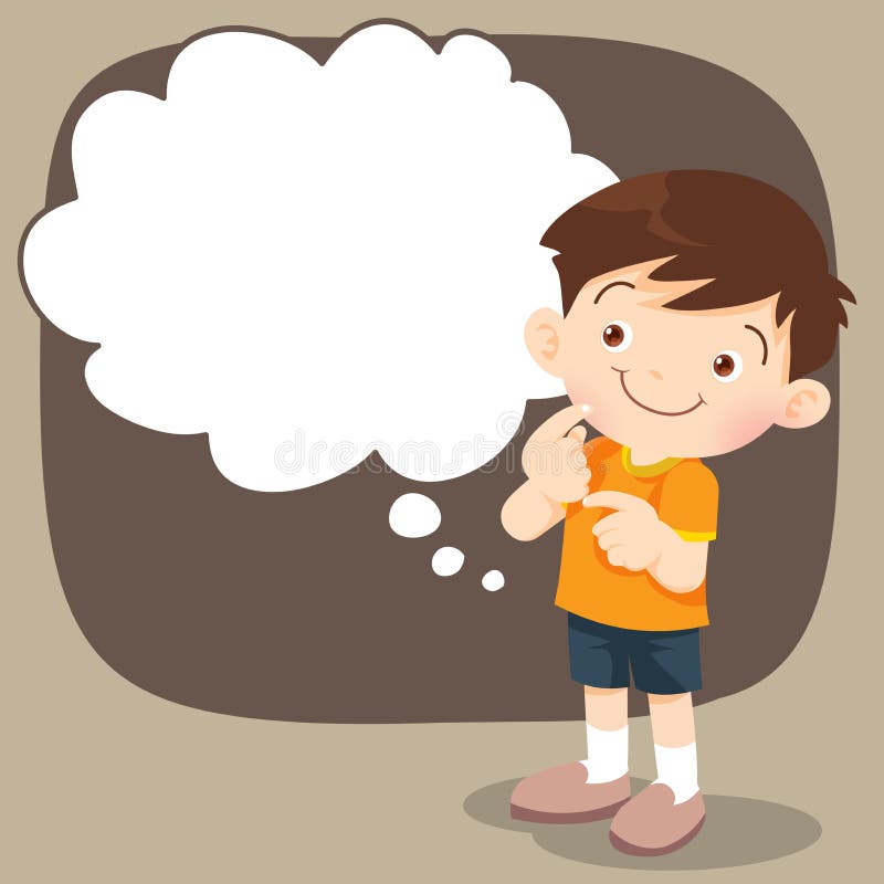 Children boy stand thinking actions royalty free illustration