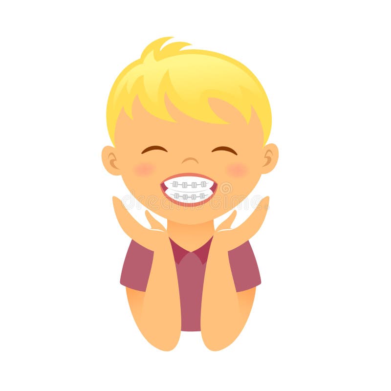 Boy with braces stock vector. Illustration of cheerful 57099592