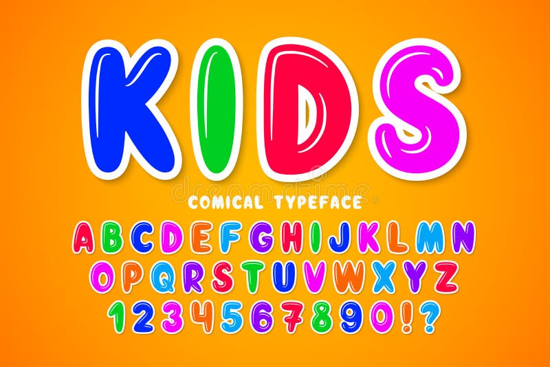Children bubble comical font design, colorful alphabet, typeface vector illustration Children bubble comical font design, colorful alphabet, typeface vector illustration