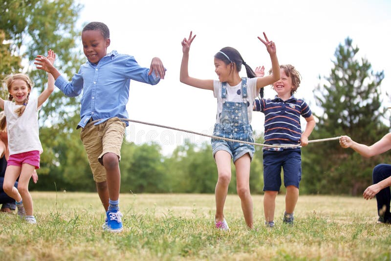 Children celebrating at the finish line