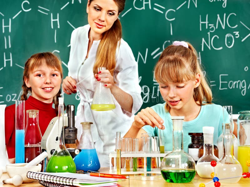 Children In Chemistry Class. Stock Photo Image of lifestyle, children