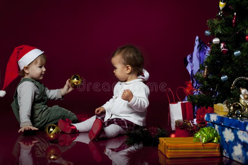 Children with christmas presents