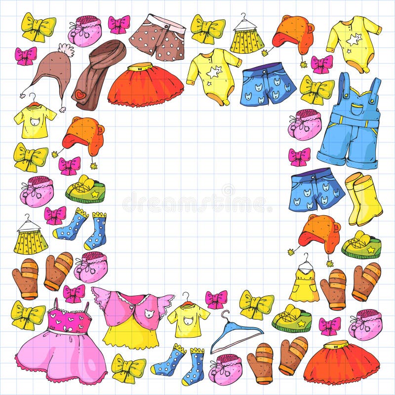 Children Clothes. Background for Babies, Kids Patterns. Stock Vector ...