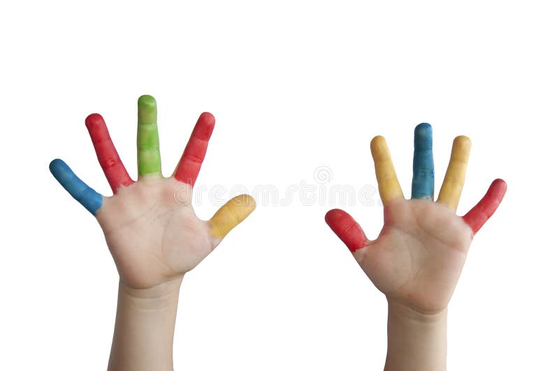 All hands the colours high. Пальцы детей крашеные. Покрашенные руки. Foto colored hands ПТП.