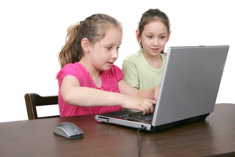 Children on computer stock photo. Image of concentration 7305814
