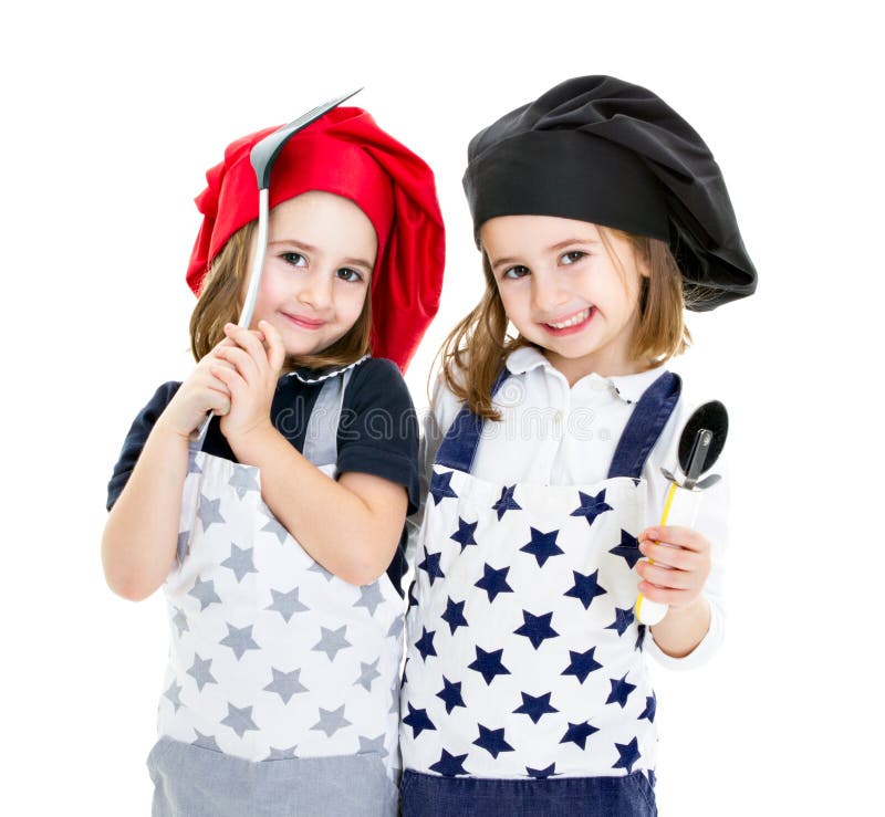 Twins Children Cook Chef Food Equipment Stock Photos Free & Royalty