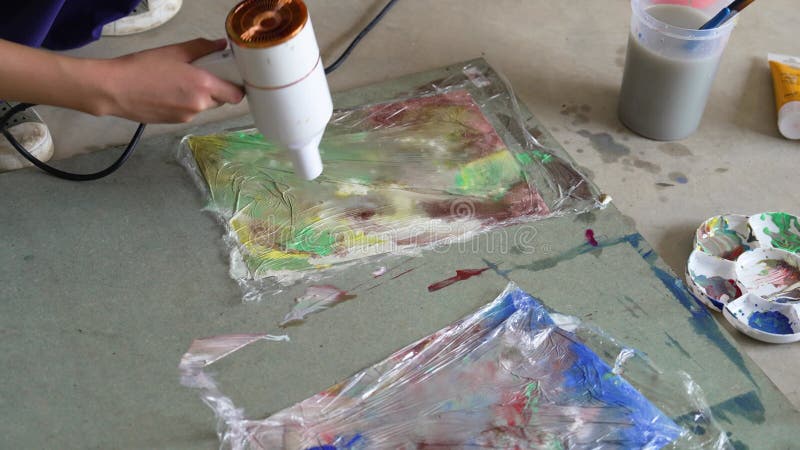 Children creating colorful watercolor paintings vector illustration