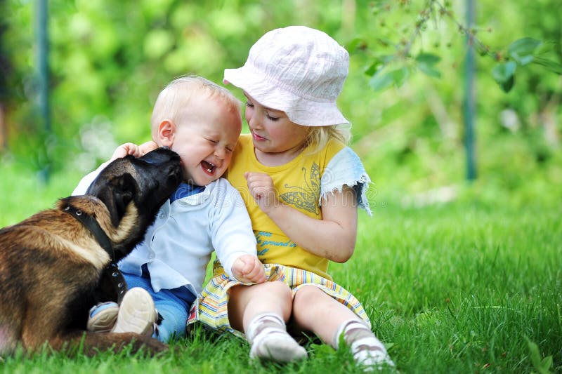 Children and dog