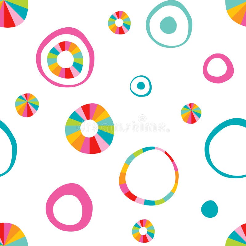 Children doodle hand drawn round, circle color pattern. stock illustration Children doodle hand drawn round, circle color pattern. stock illustration