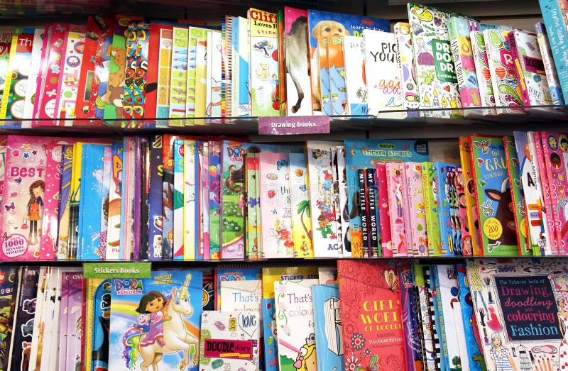 Children drawing books stock images