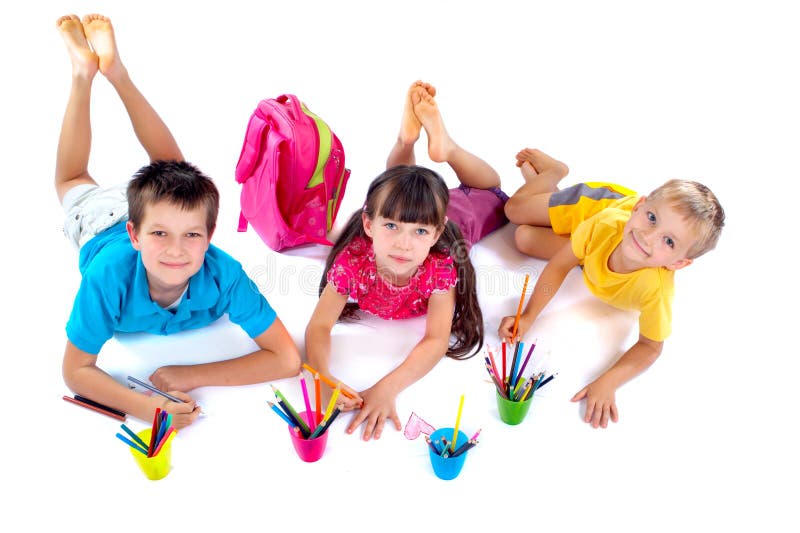 Children drawing together royalty free stock photos Children drawing together royalty free stock photos