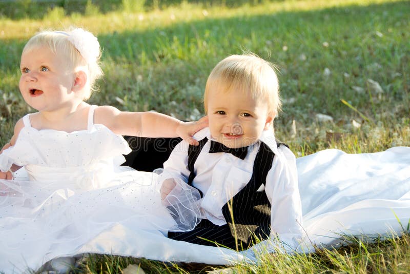 Children dressed as bride and groom