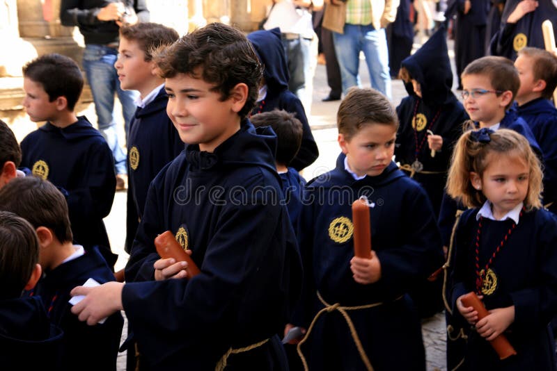 Jerez de la Frontera. Children at the easter procession, Spain Europe. Week processions stock images, royalty-free photos and pictures