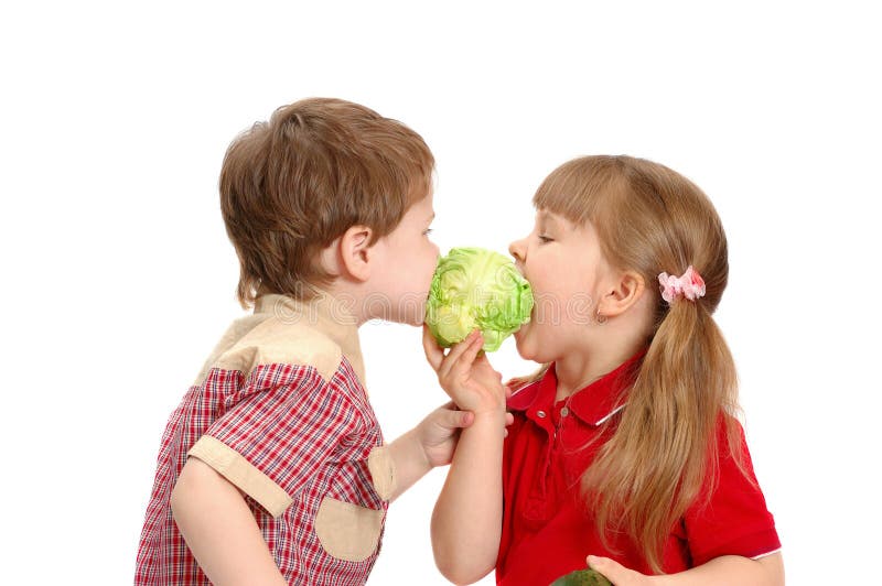 Children eat cabbage stock photo. Image of preschooler 16136958