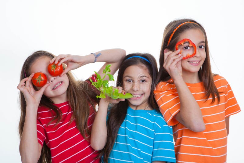 Children eating healthy food