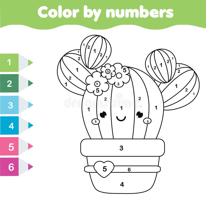 Kawaii Cute Cactus Coloring Pages - Cactus Stamp Digi Stamp Commercial