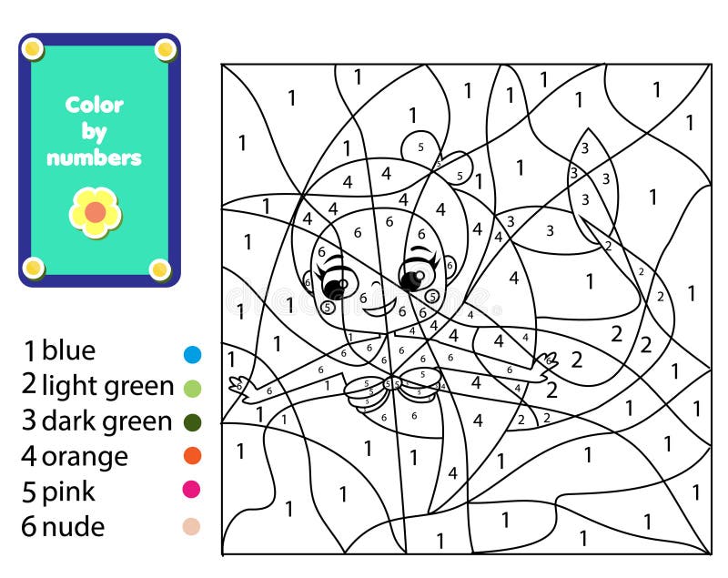 Color by numbers, printable activity for kids and toddlers.