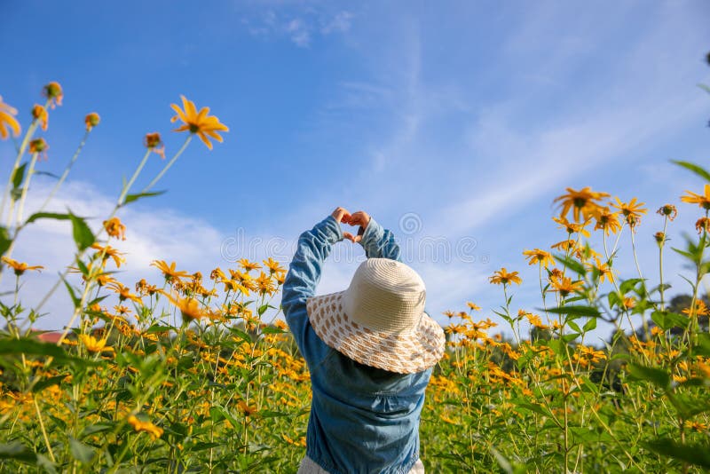 Children in the field yellow flowers yellow.