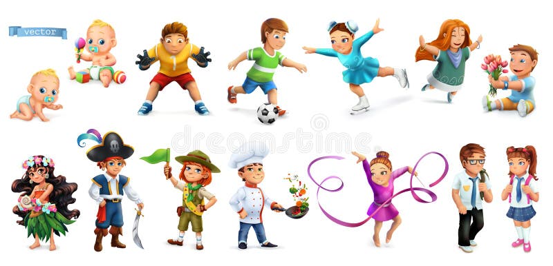 Children. Funny Cartoon Characters Stock Vector - Illustration of icon,  children: 221929445