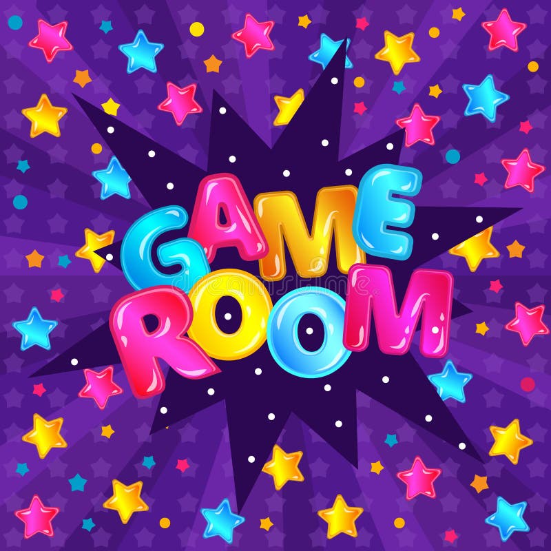 Children game room`s banner cartoon vector illustration on colorful background. royalty free illustration Children game room`s banner cartoon vector illustration on colorful background. royalty free illustration