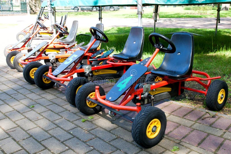 Children Go Carts in City Park Stock Photo Image of kart, sport 21629442