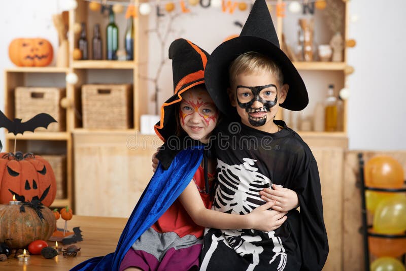 Children in Halloween Costumes Stock Photo - Image of friends, witch ...