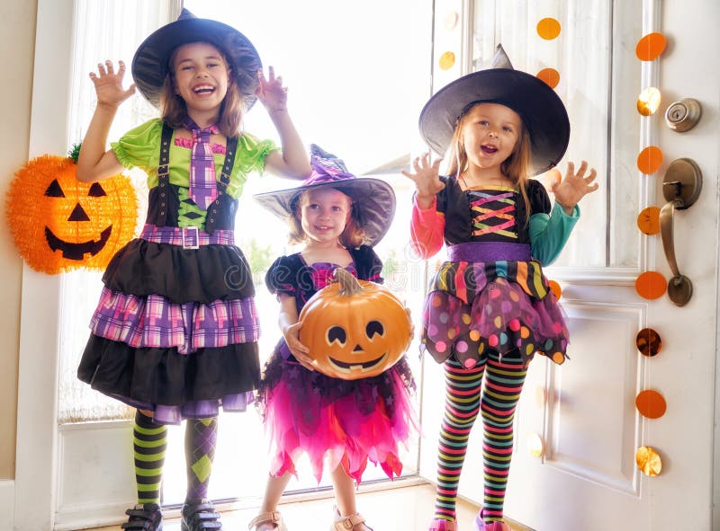 Children on Halloween stock photo. Image of light, october - 125836524