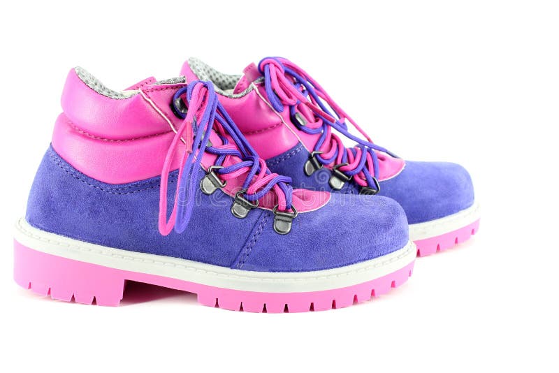 Pink hiking boots stock image. Image of tall, pink, shoelace 16927589