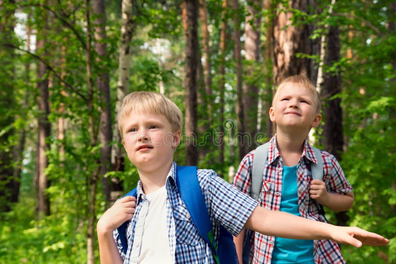 Children hiking outdoor royalty free stock photo Children hiking outdoor royalty free stock photo