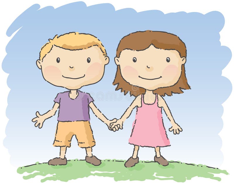 Children holding hands stock vector. Illustration of cartoon - 19771008