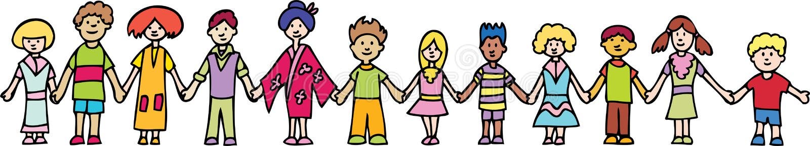 Stick Figure Kids Holding Hands Stock Illustration - Illustration of ...