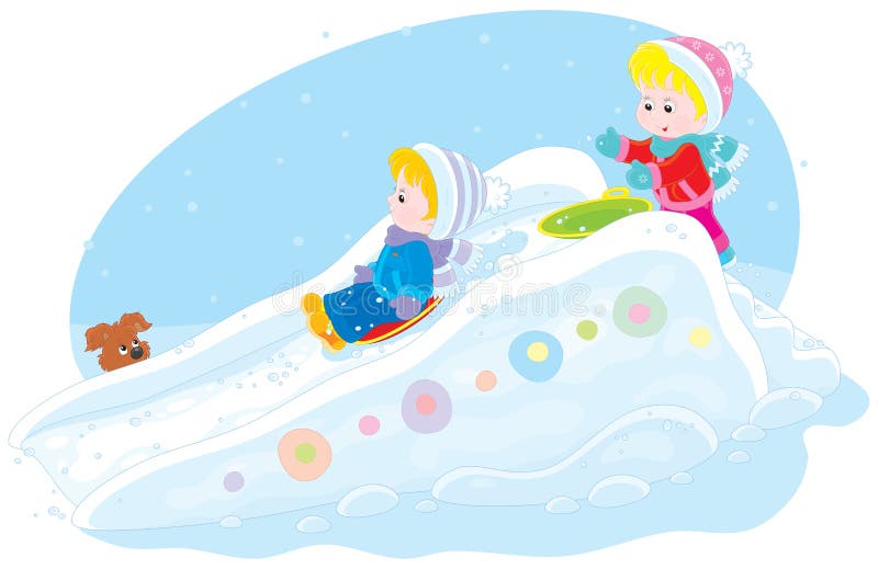 Children on an ice-run vector illustration Children on an ice-run vector illustration