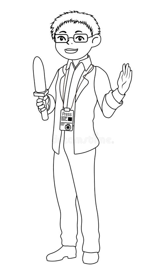 reporter clipart black and white