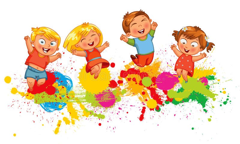 Children jump for joy stock vector. Illustration of backgrounds - 64335580