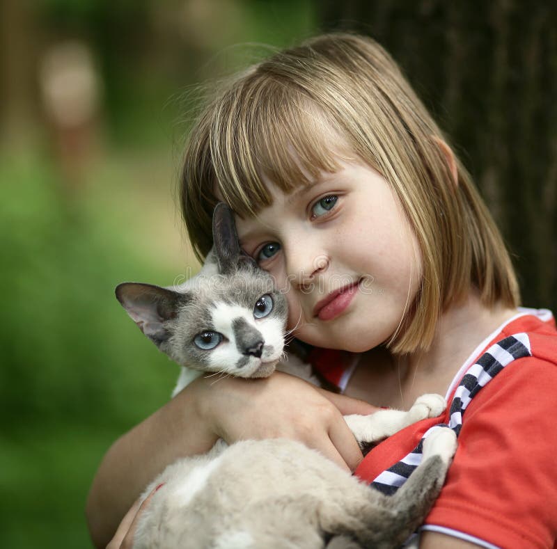 Children with a kitten.