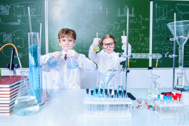Children in laboratory stock image. Image of experiment - 120798281