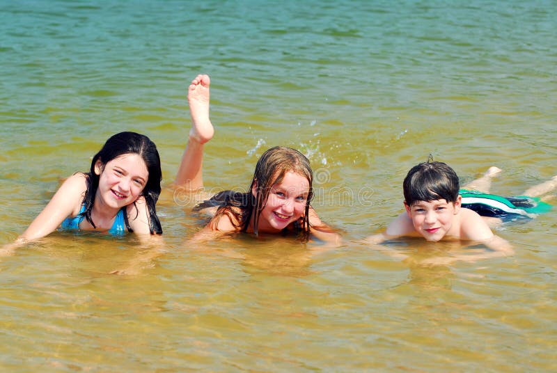 Children in a lake