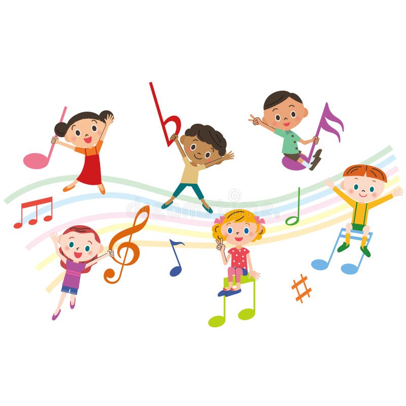  Children with music notes stock vector Illustration of 
