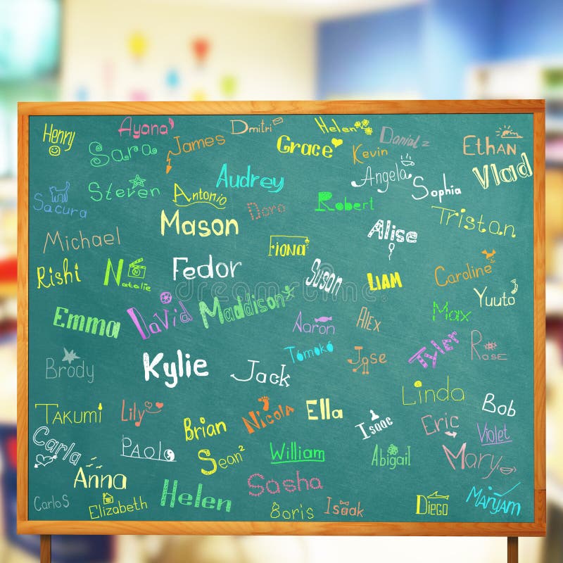 Children names and drawings royalty free stock images