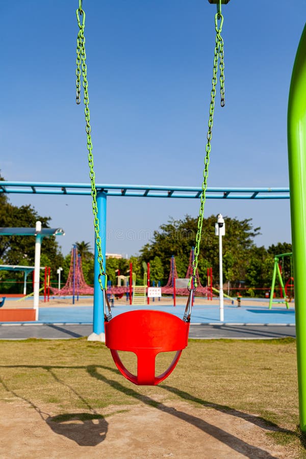 Children Park Swing, Red Park Swing Stock Image Image of joyful