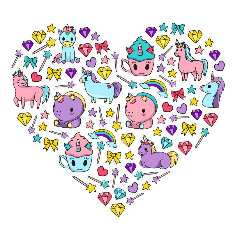 Children pattern with fairy tale unicors for kids clothes, posters, banners, shirts. Vector image with cartoon character royalty free illustration Children pattern with fairy tale unicors for kids clothes, posters, banners, shirts. Vector image with cartoon character royalty free illustration