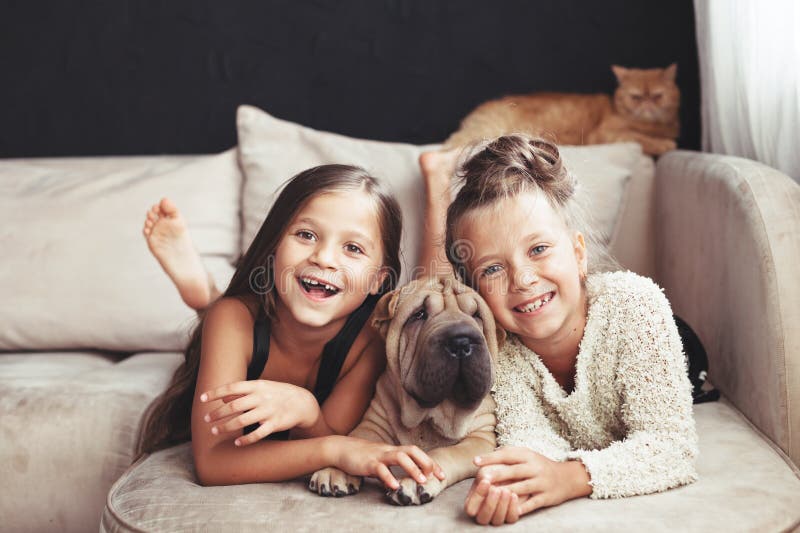 Children with pet