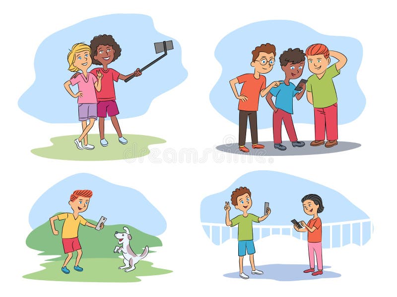 Children Phone Addiction Cartoon Technology Set Stock Vector - Illustration of game, friends: 187052871 Children Phone Addiction Cartoon Technology Set Stock Vector - Illustration of game, friends: 187052871