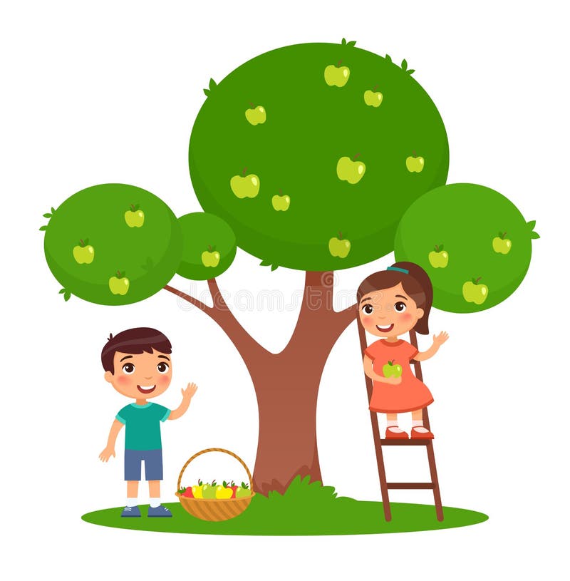 Cartoon Children With Fruits,vector Stock Vector - Illustration of ...