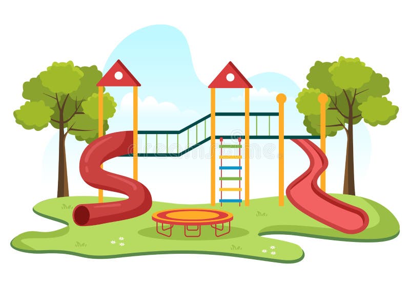 Children Playground With Swings Slide Climbing Ladders And More In