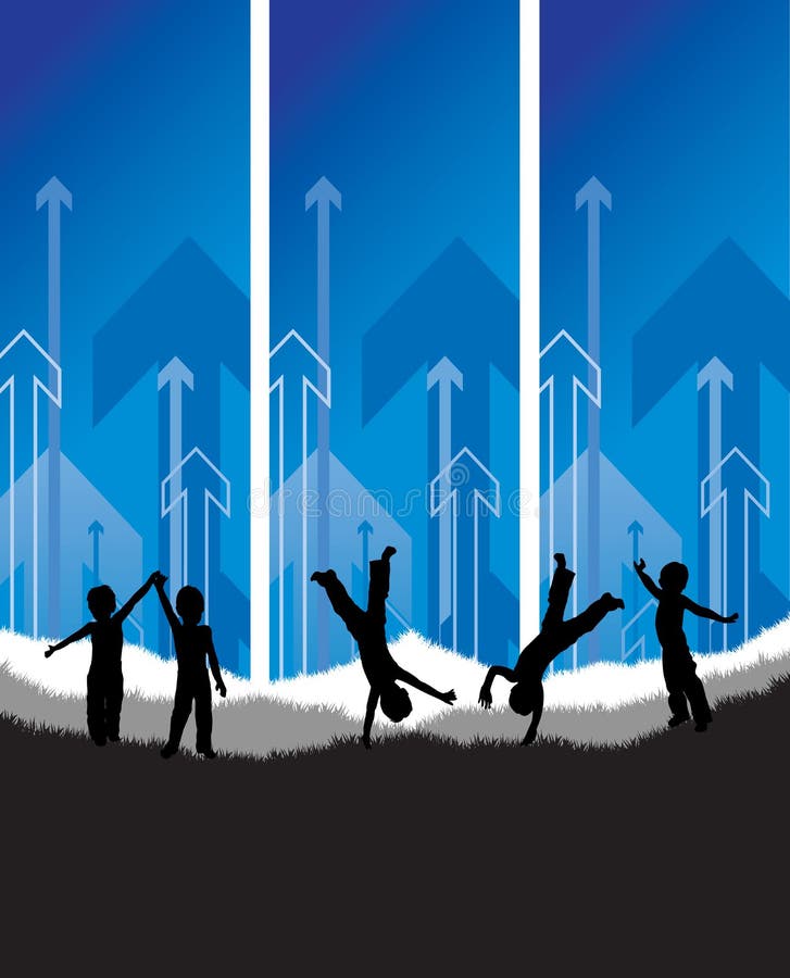 Children playing with arrow background