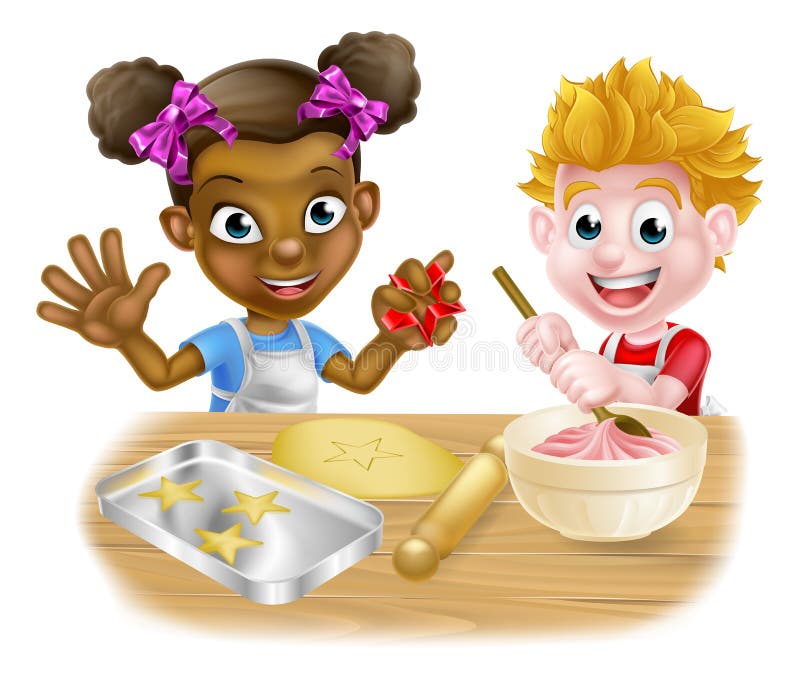Children Playing at Baking stock vector. Illustration of afroamerican