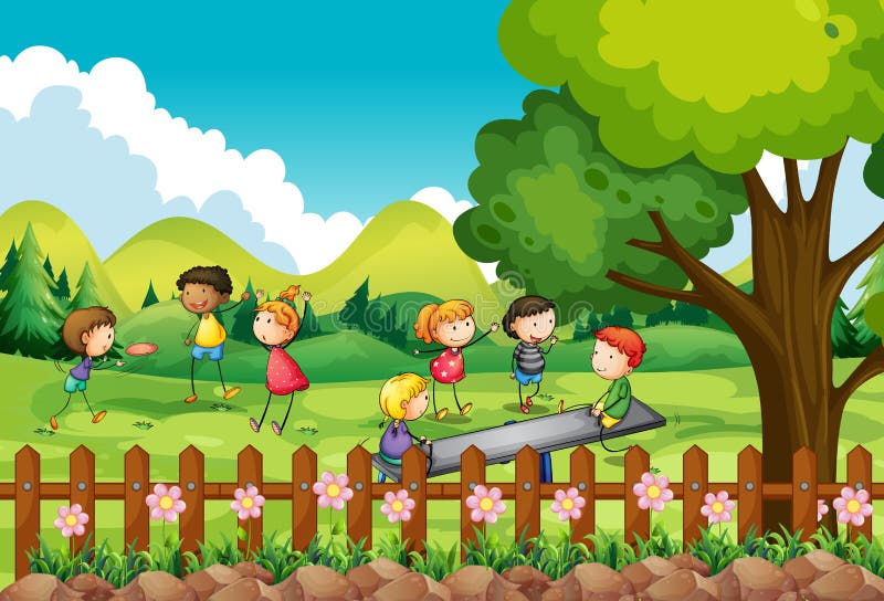 Children Playing In The Field Stock Illustration Image 60579385