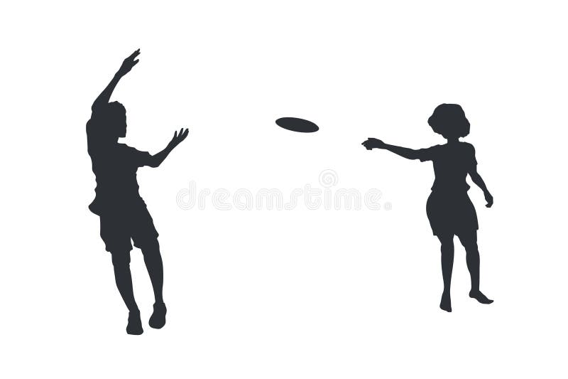 Female player is playing Ultimate Frisbee. Silhouette of flying